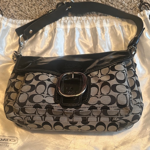 Coach Monogram Black and Gray Shoulder Bag - Picture 1 of 7